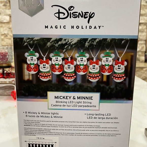Disney Magic Holiday Mickey & Minnie Set Of 8 Blinking Led Light 7 feet String - Picture 3 of 6